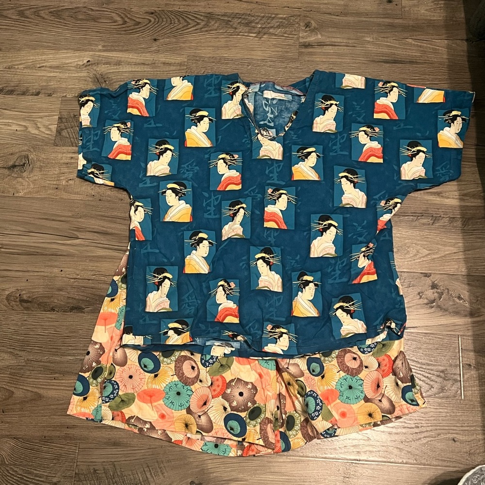 Japanese Weekend Blue and Multicolor Pajama Set